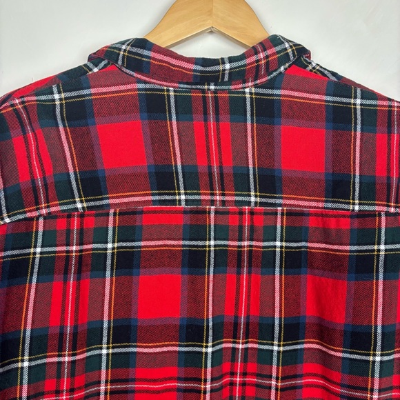 Old Navy Women’s the Boyfriend Red Plaid Flannel L Cabincore Holiday - Picture 10 of 14